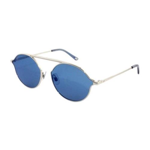 Geometrische metalen zonnebril met blauwe lenzen WEB Eyewear , Gray , ...