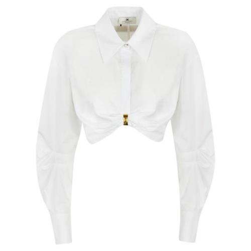 Witte Poplin Shirt met Metalen Detail Elisabetta Franchi , White , Dam...