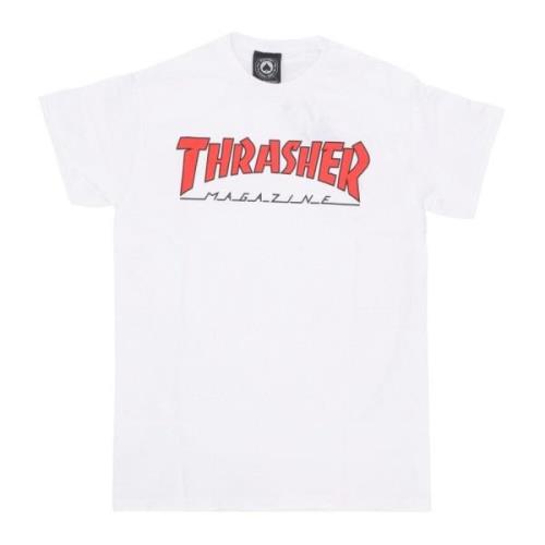 Rood/Wit Tee Korte Mouw Crew Neck Thrasher , White , Unisex