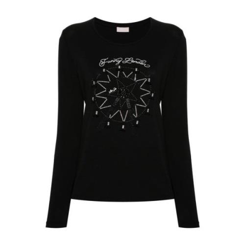 Zwart Logo Print Crew Neck T-shirt Liu Jo , Black , Dames