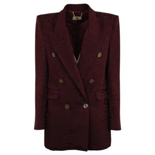 Dubbelbreasted Jacquard Blazer voor Vrouwen Elisabetta Franchi , Red ,...