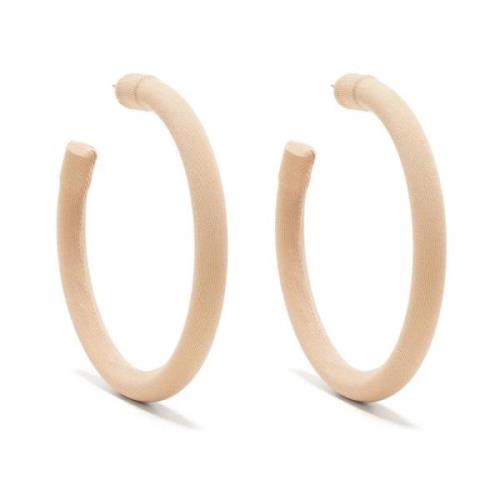 Grote Open Hoop Oorbellen Beige Metaal Maison Margiela , Beige , Dames