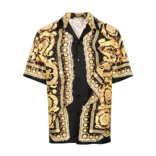 Barocco Print Zijden Overhemden Versace , Multicolor , Heren