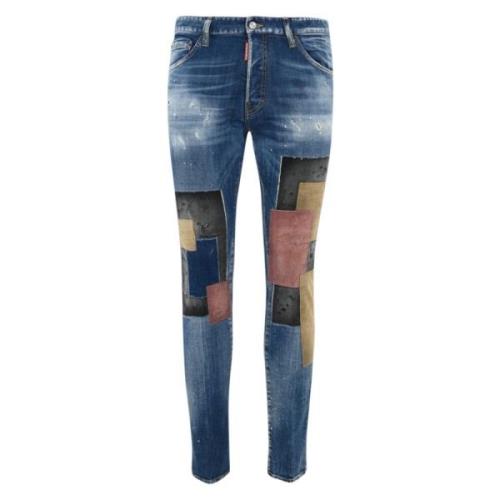 Blauwe Denim Skinny Broek Dsquared2 , Blue , Heren