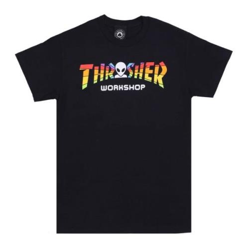 Zwarte Heren Tee met Aangepast Logo Thrasher , Black , Unisex