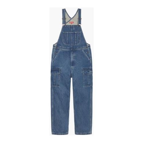 Cargo Denim Overalls Washed Blue Supreme , Blue , Unisex