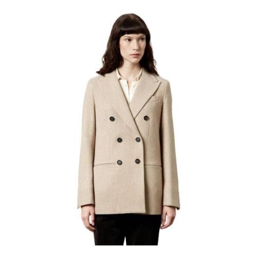 Wollen Dubbelrijige Jas Massimo Alba , Beige , Dames