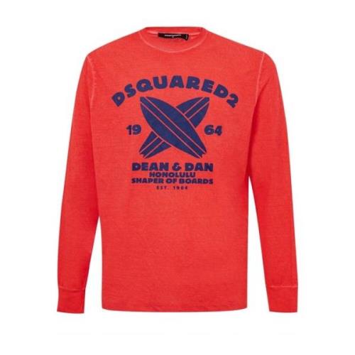 Rode Katoenen T-Shirt Dsquared2 , Red , Heren