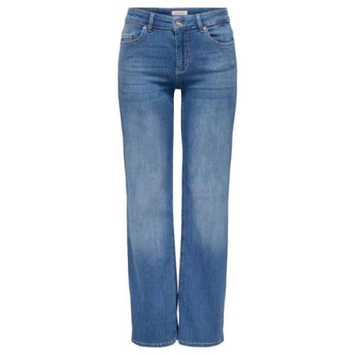 Mid Straight Denim Jeans Only , Blue , Dames