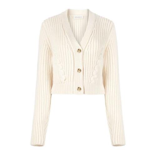 Beige V-hals Gebreide Vest Nina Ricci , Beige , Dames