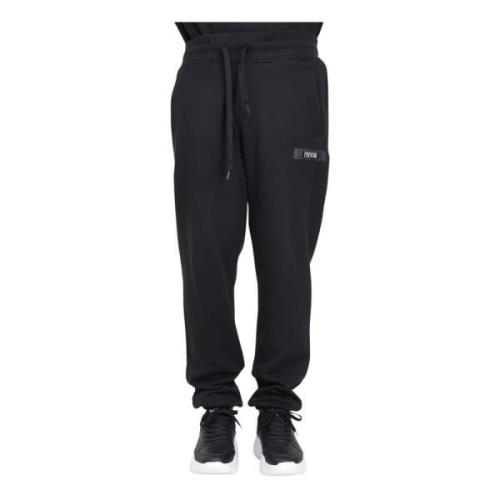 Zwarte sportieve broek met logo Versace Jeans Couture , Black , Heren