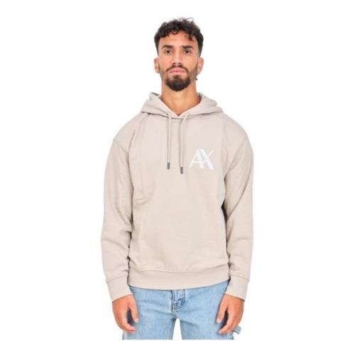 Beige hoodie met geborduurd logo Armani Exchange , Beige , Heren