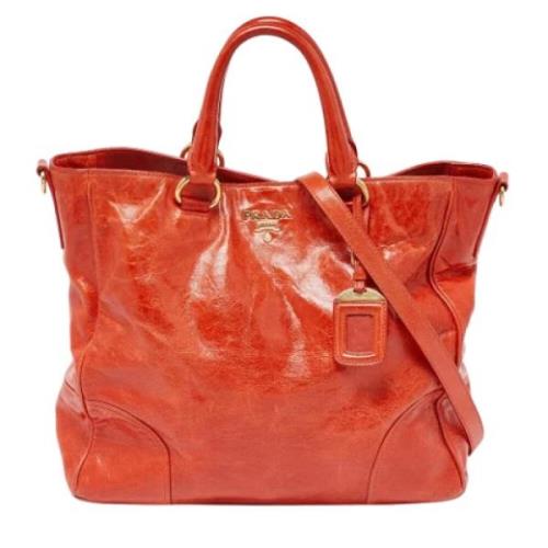 Pre-owned Leather totes Prada Vintage , Orange , Dames