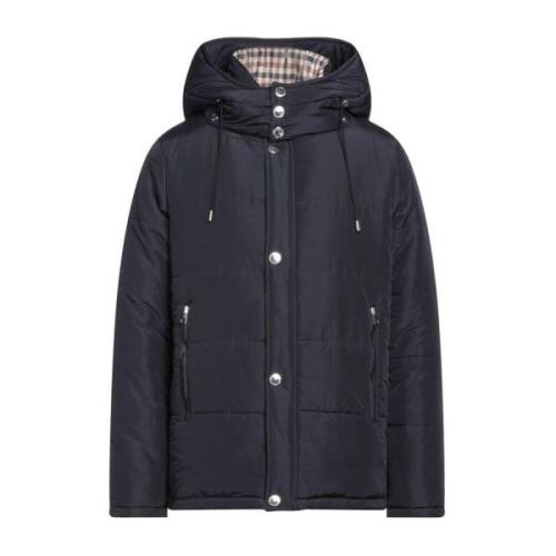 Blauwe Jas met Afneembare Capuchon Aquascutum , Blue , Heren