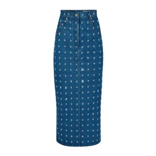 Versleten Denim Rok Nina Ricci , Blue , Dames