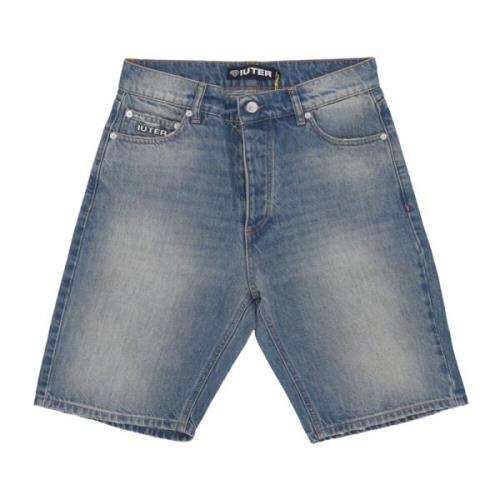 Reguliere Denim Shorts Medium Blauw Iuter , Blue , Heren