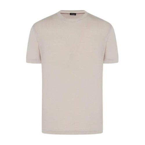 Zachte Katoenen Crew Neck T-Shirt Kiton , Beige , Heren