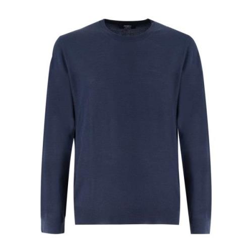 Luxe Crew Neck Jumper Fedeli , Blue , Heren