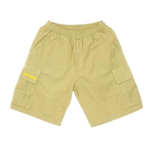 Cargo Shorts Beige Katoen Elastische Taille Iuter , Beige , Heren