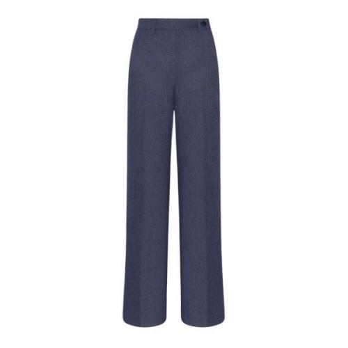 Wol Kasjmier Rechte Pijp Broek Kiton , Blue , Dames