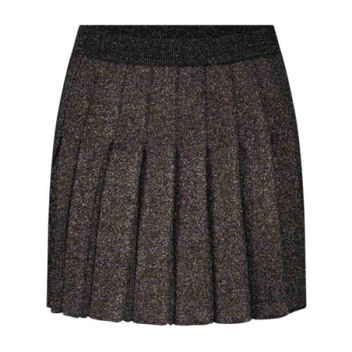 Glitter Plooirok Roberto Collina , Black , Dames