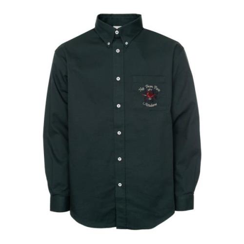 Bloemen Logo Button-Down Overhemd Drole de Monsieur , Green , Heren