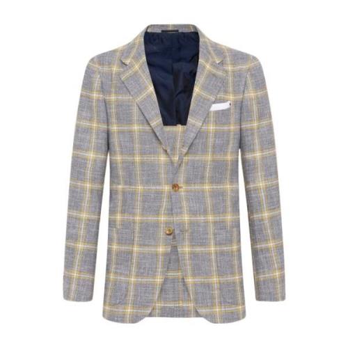 Kasjmier Geruite Jas Kiton , Yellow , Heren