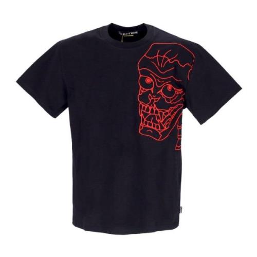 Skull Tee Zwart/Rood Korte Mouw Iuter , Black , Heren