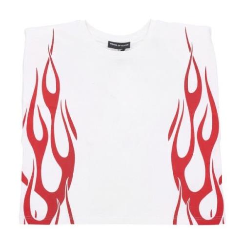 Flames Mouwloos Tee Off White/Red Vision OF Super , White , Dames