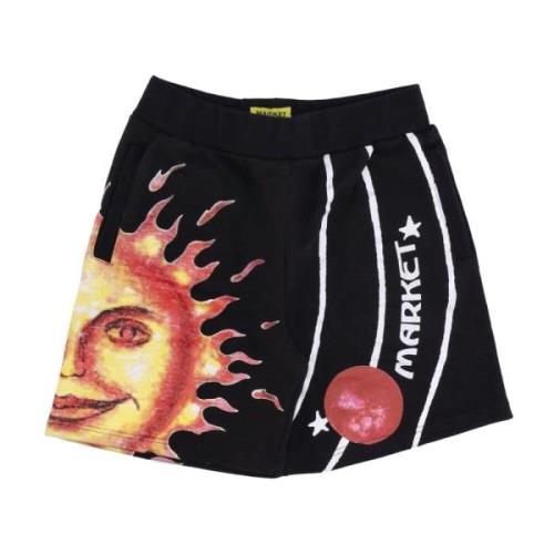 Zwarte Sweatshorts met Zonnestelselprint Market , Black , Heren