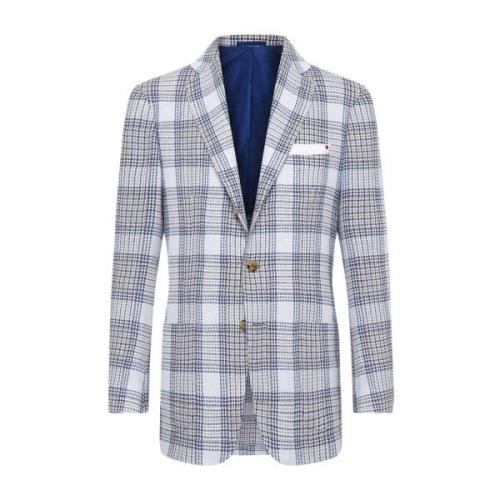 Kasjmier Glen Plaid Jas Kiton , Blue , Heren