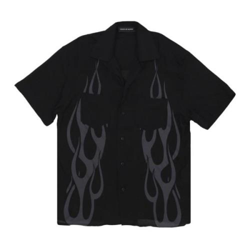 Flames All Over Korte Mouw Shirt Vision OF Super , Black , Heren