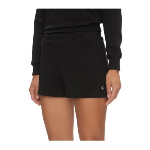 Zwarte Jersey Shorts - Rechte Snit Calvin Klein , Black , Dames