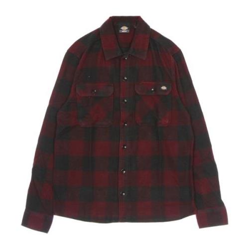 Maroon Flanel Lange Mouwen Shirt Dickies , Brown , Heren