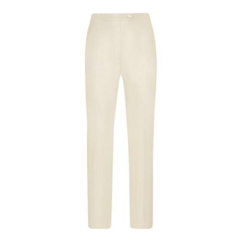 Handgemaakte Crème Viscose Straight-Leg Broek Kiton , White , Dames