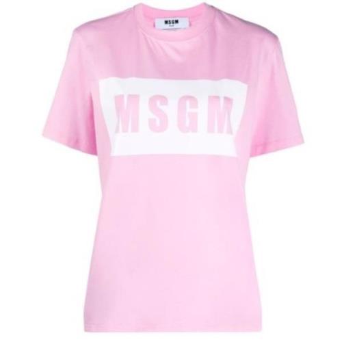 Roze Logo Print T-Shirt Msgm , Pink , Dames