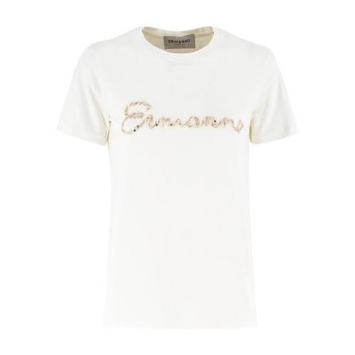 Pailletten versierd katoenen T-shirt Ermanno Scervino , White , Dames