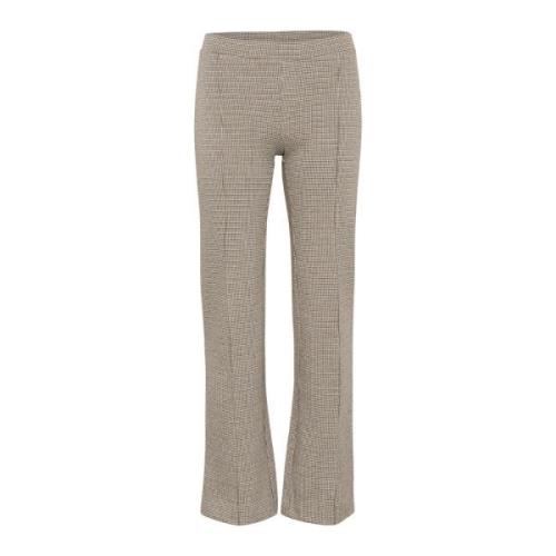 Bruin Geruite Straight-Leg Broek Part Two , Brown , Dames