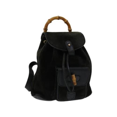 Pre-owned Suede backpacks Gucci Vintage , Black , Dames