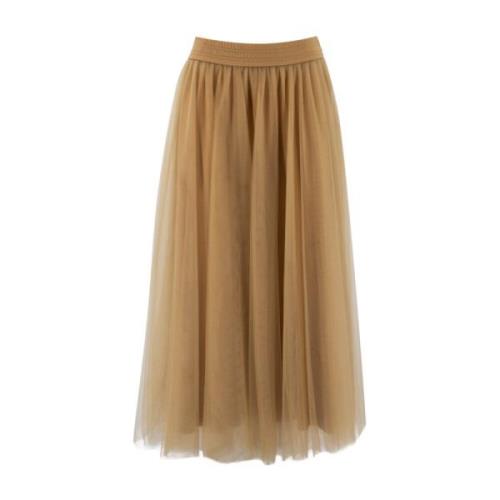 Luxe Tule Midi Rok Fabiana Filippi , Brown , Dames