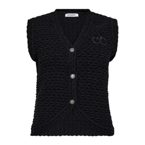 Zwarte Gebreide Vest met Geborduurd Detail Co'Couture , Black , Dames