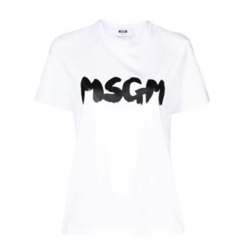 Witte Vrouw T-Shirt Msgm , White , Dames