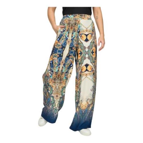 Blauwe Paisley Wijde Broek Sivilda.Ea24 2-Biz , Multicolor , Dames