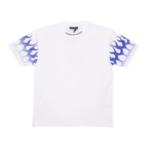 Flames Tee Heren T-Shirt Vision OF Super , White , Heren