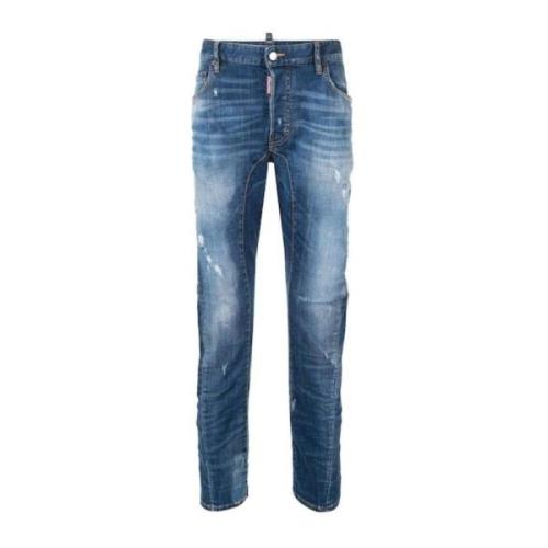 Blauwe Slim Fit Ripped Jeans Dsquared2 , Blue , Heren