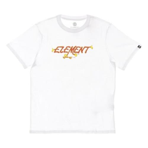 Wit Crew Neck Tee met Logo Element , White , Heren