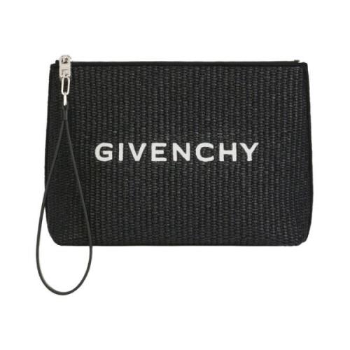 Raffia Clutch Tas Zwart Wit Givenchy , Black , Dames