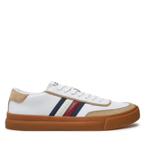 Tricolour Leren Lage Sneakers Tommy Hilfiger , Multicolor , Heren