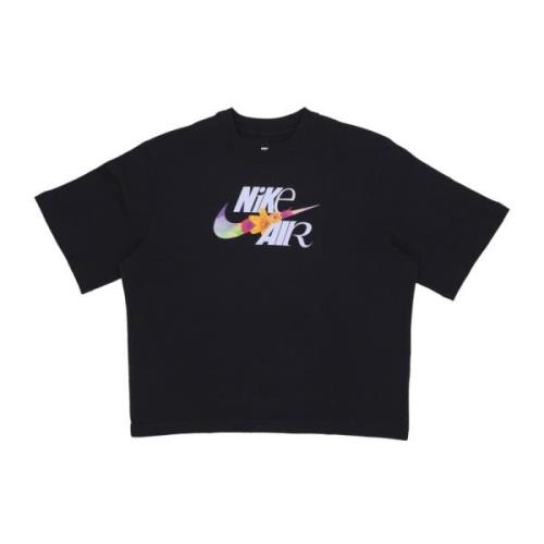 Zwarte Boxy Tee Sportkleding Logo T-shirt Nike , Black , Dames