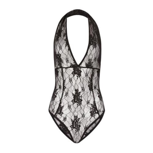 Zwarte Kant Bodysuit - Elegante Stijl Nina Ricci , Black , Dames